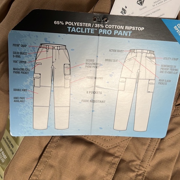 5.11 Tactical Pro series Pants. Tan in color. Size 38 waist 34 inseam - Picture 9 of 11